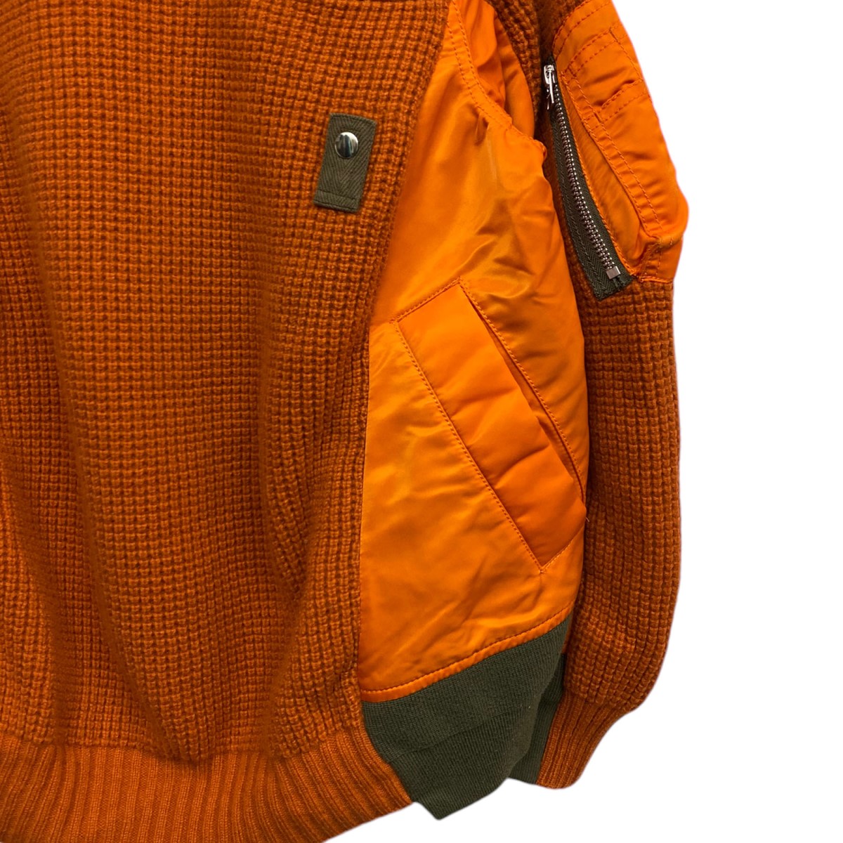 sacai Nylon Twill x Wool Knit Pulloverニット×MA-1ドッキング再構築ニット 古着・中古-5枚目のアイテム画像