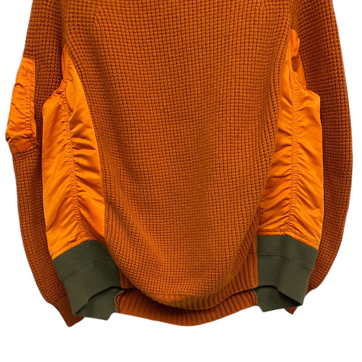 sacai Nylon Twill x Wool Knit Pulloverニット×MA-1ドッキング再構築ニット 古着・中古-6枚目のアイテム画像
