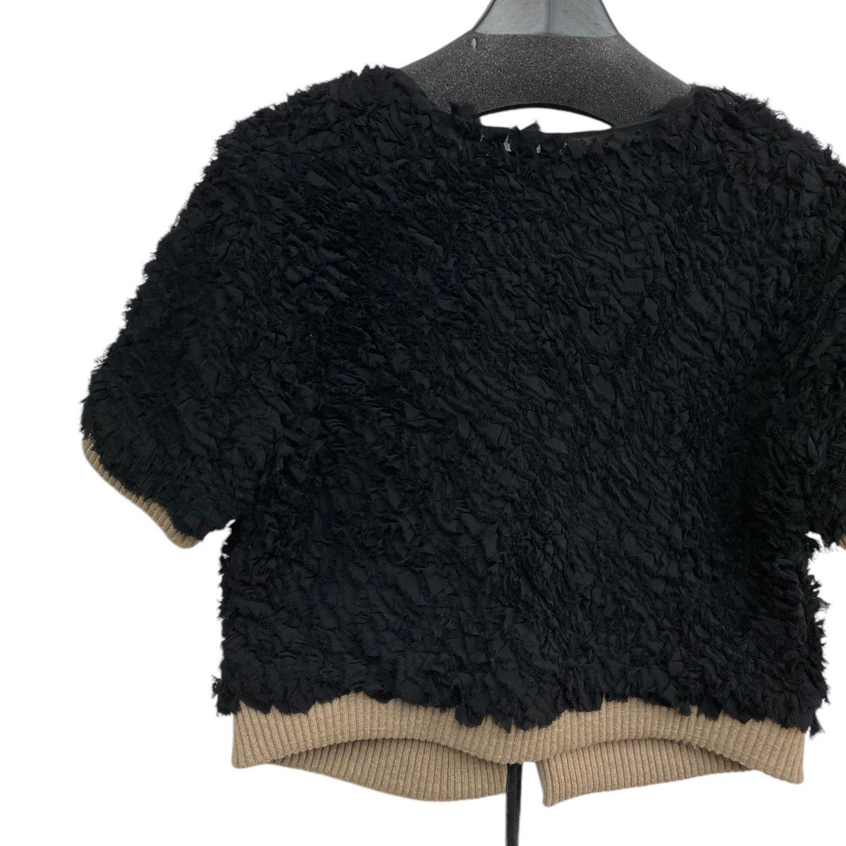 23AWRuffle Chiffon Short Sleeve Topデザイントップス半袖カーディガン