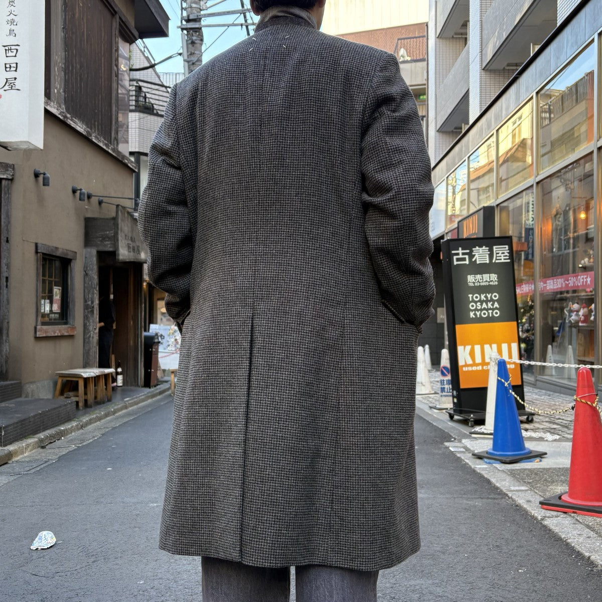 20AWグレンチェックノーカラーコート