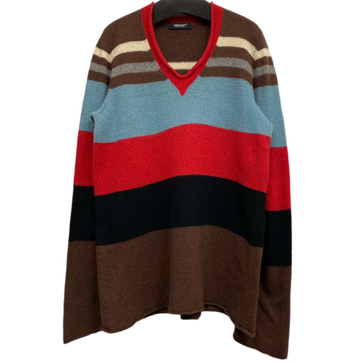 20AWUCZ4906-1STRIPED SWEATERストライプウールナイロンニットセーター