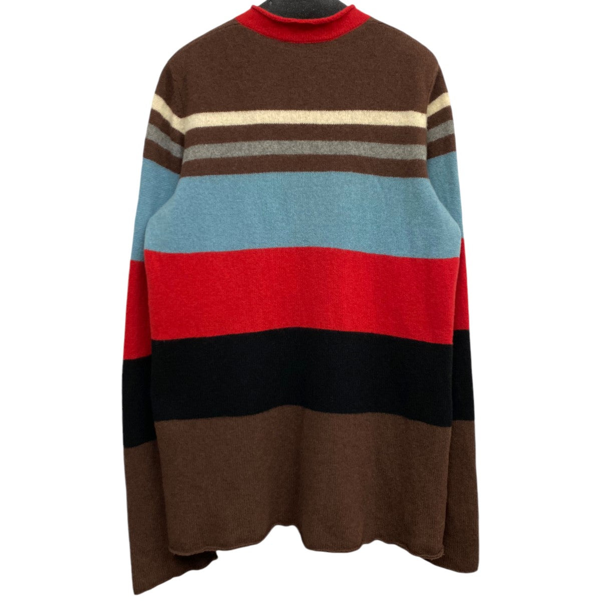 20AWUCZ4906-1STRIPED SWEATERストライプウールナイロンニットセーター