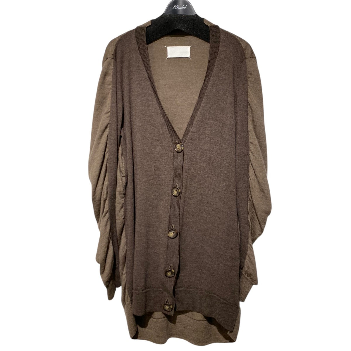 メゾンマルタンマルジェラ Maison Martin Margiela 04AW ここのえ／白タグ 切替オーバーサイズカーディガン ベージュ×ブラウン Maison Martin Margiela(メゾンマルタンマルジェラ) 04AWここの