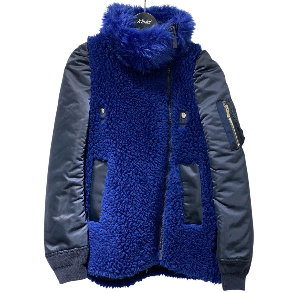 sacai Faux Shearling x Nylon Twill BlousonファーMA-1 BOMBERボンバードッキングジャケット 古着・中古-2枚目のアイテム画像