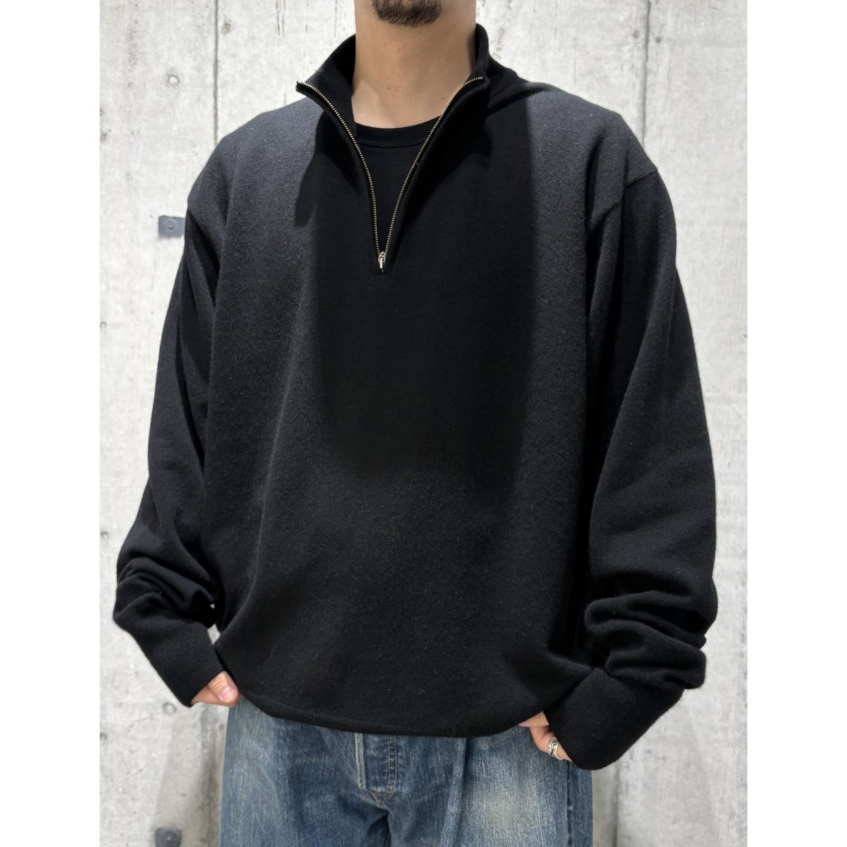 新品 スウイートNT ニット　ブラック Antwort(アントワート) 24AWEXTRA FINE WOOL HALF ZIP KNIT