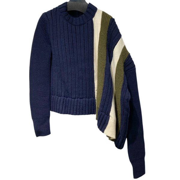 sacai(サカイ) 20AWアシンメトリー変形ウール切替ニットセーター