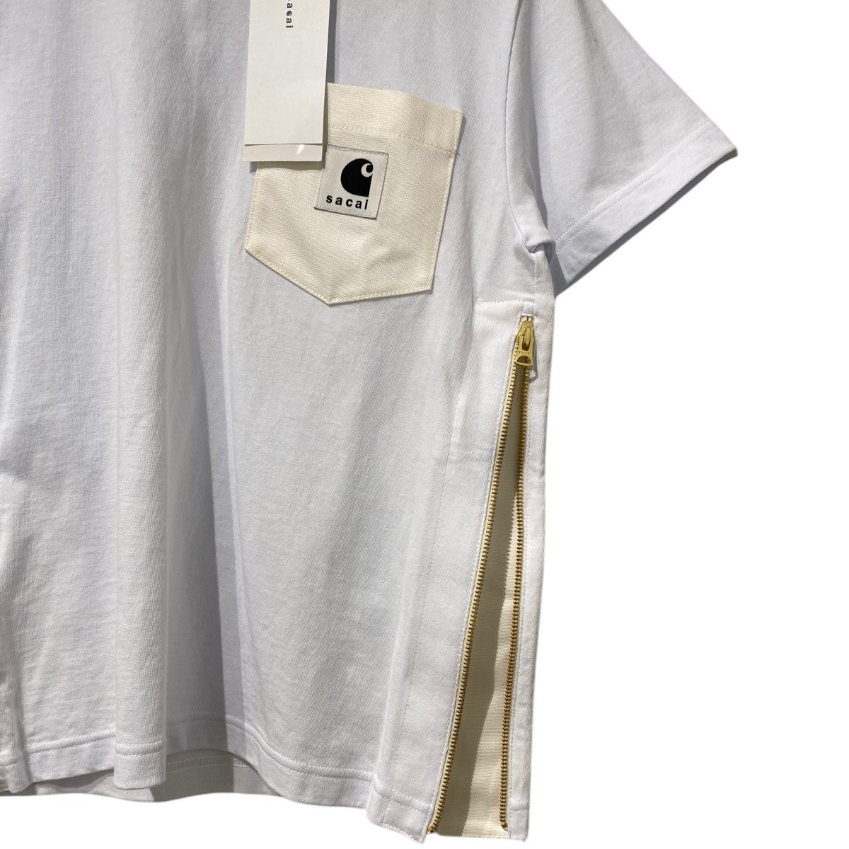 sacai×carhartt WIP 24SST-SHIRT LOGOロゴ SIDEサイドZIPTシャツ 古着・中古-4枚目のアイテム画像