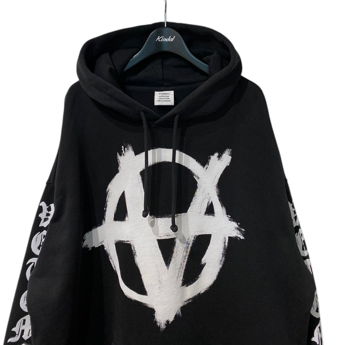 vetements ANARCHYロゴ パーカー VETEMENTS - DOUBLE ANARCHY LOGO HOODIE / ブラック×ホワイト