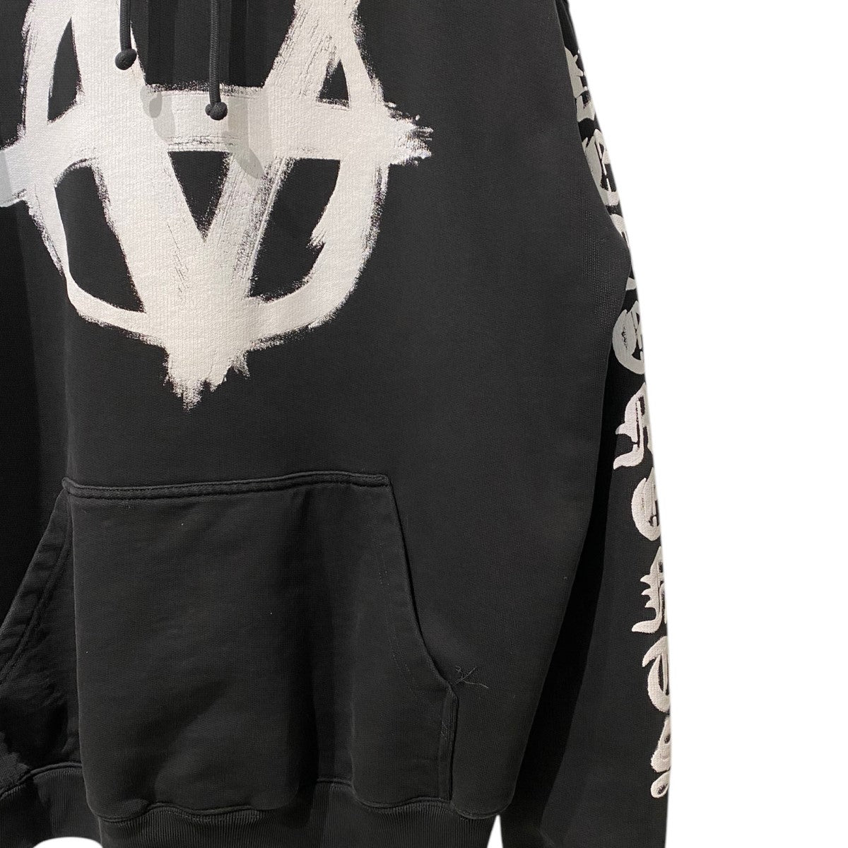VETEMENTSアナーキーマークプリント黒パーカー VETEMENTSアナーキーマークプリント黒パーカー VETEMENTS