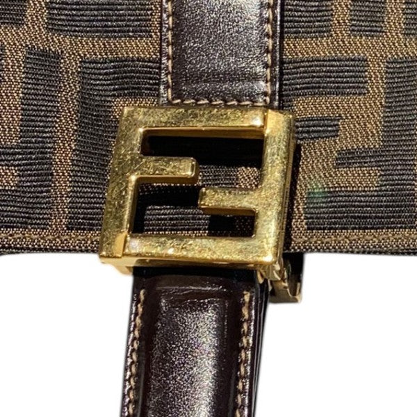 FENDI ヴィンテージ ブラック ファー トートバッグ ズッカ柄ポーチ付き FENDIフェンディFF柄♪ポーチ ズッカ♪ダークブラウン (FENDI