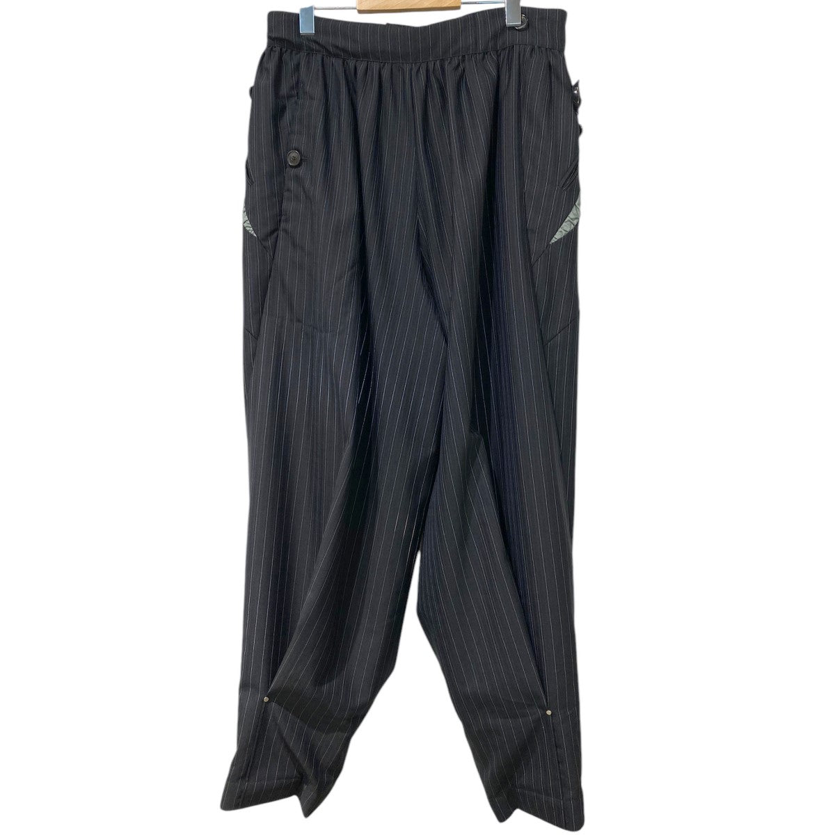 21SSAnthonis Trousersヴァージンウールワイドデザイン切替ストライプスラックスパンツ