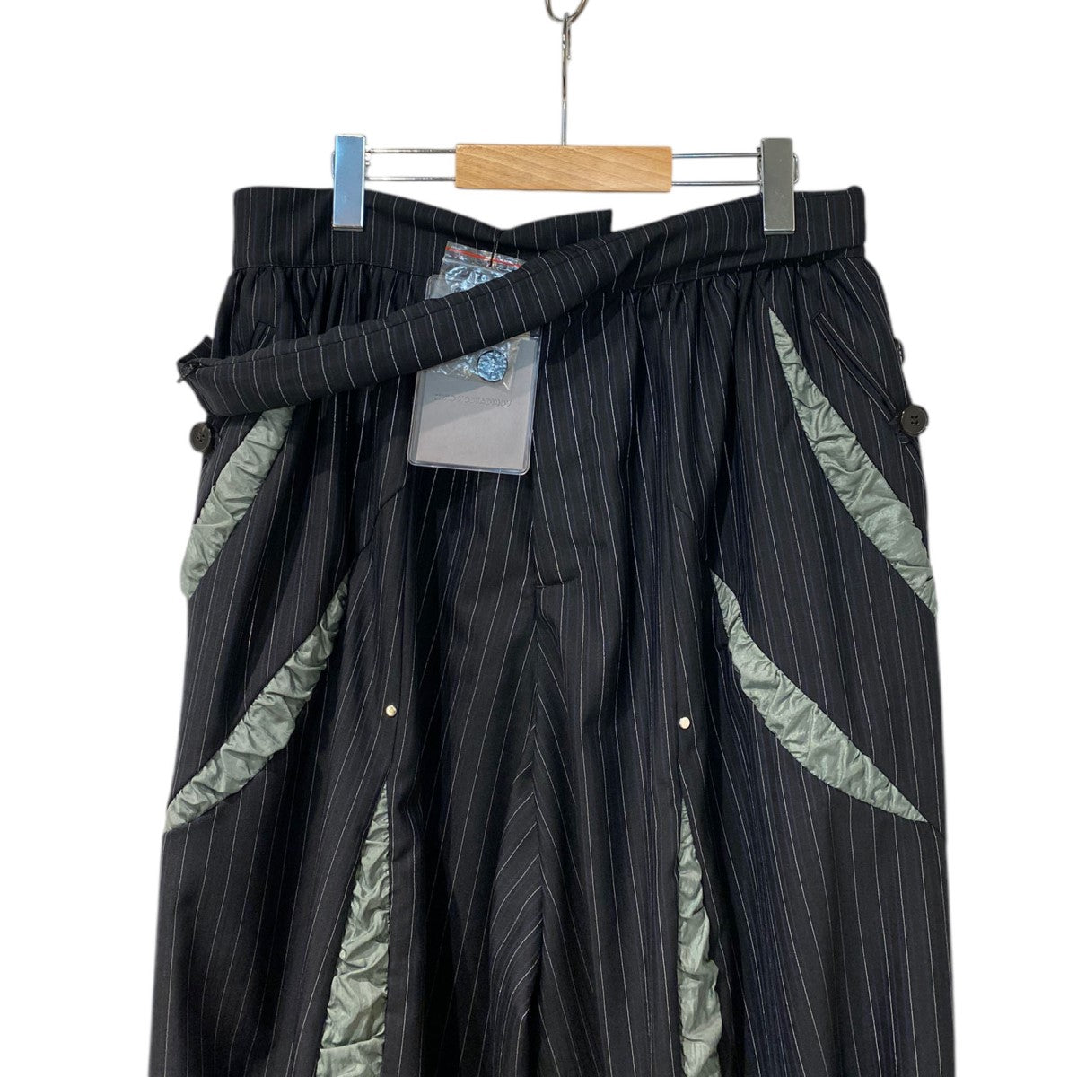21SSAnthonis Trousersヴァージンウールワイドデザイン切替ストライプスラックスパンツ