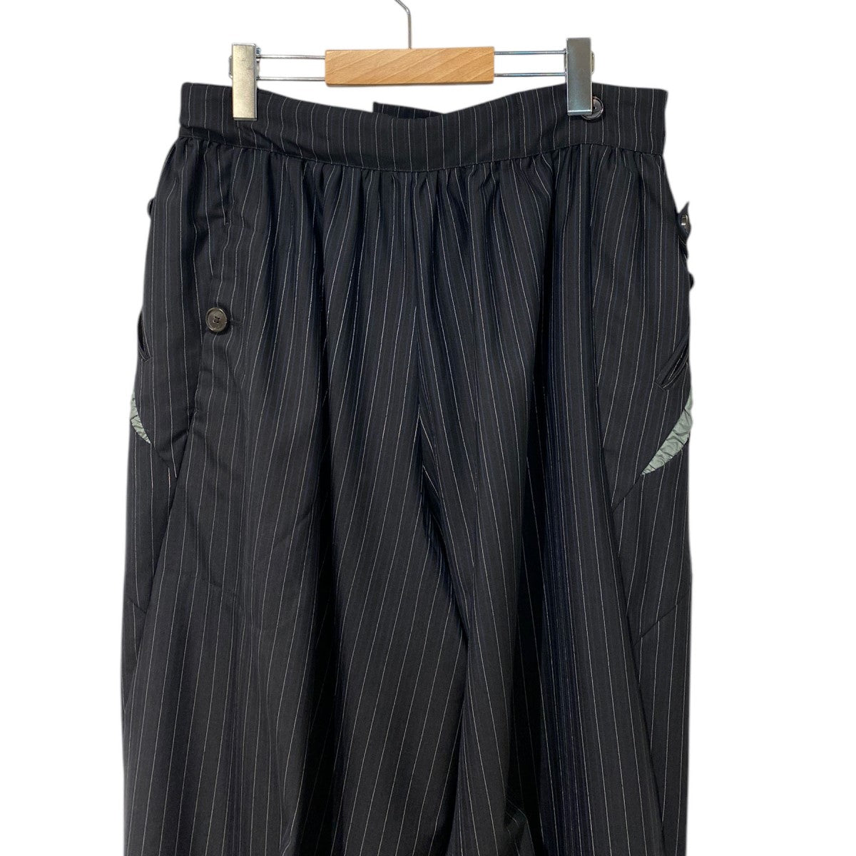 21SSAnthonis Trousersヴァージンウールワイドデザイン切替ストライプスラックスパンツ