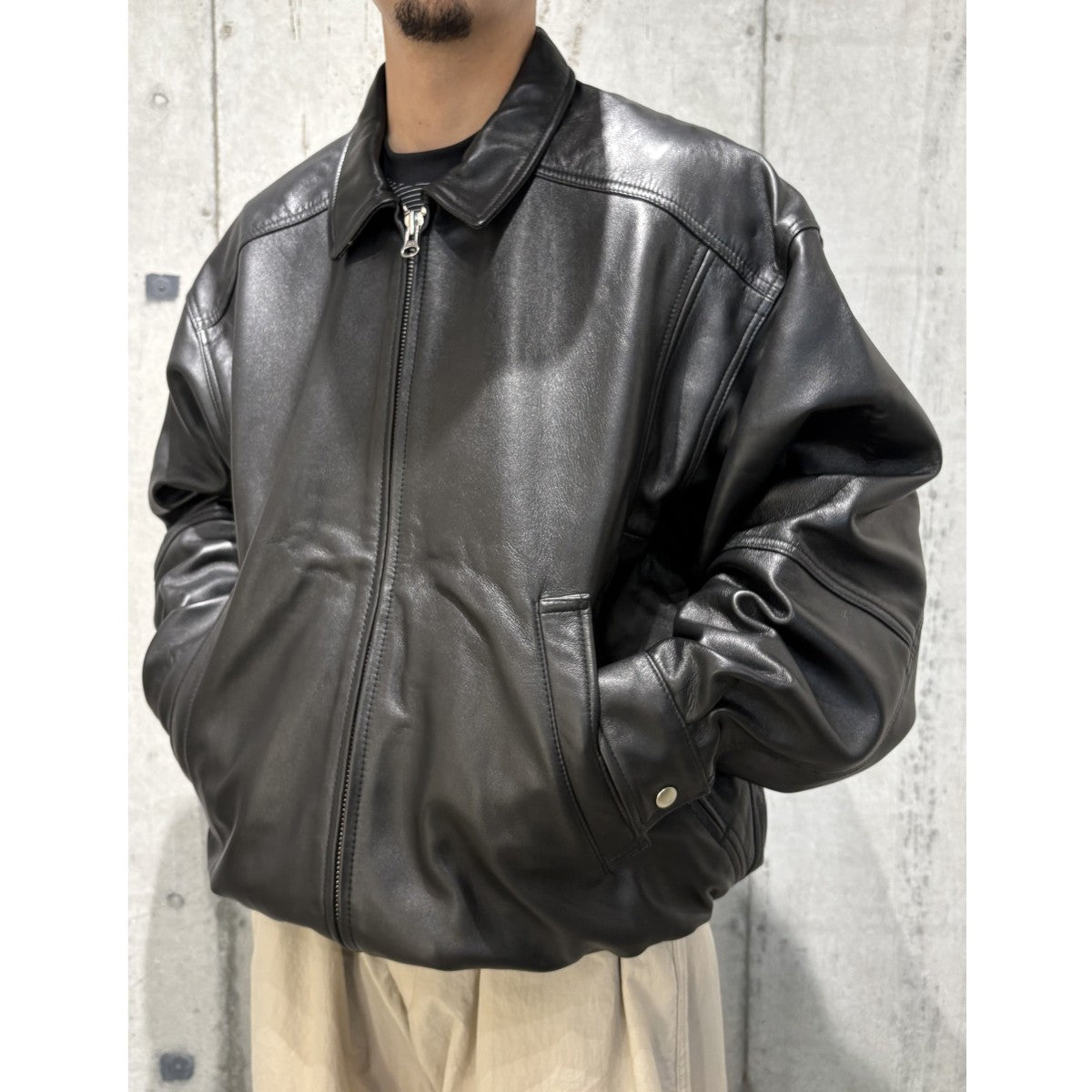 BEAMS(ビームス) 25SSLeather Blousonオーバーサイズシープ