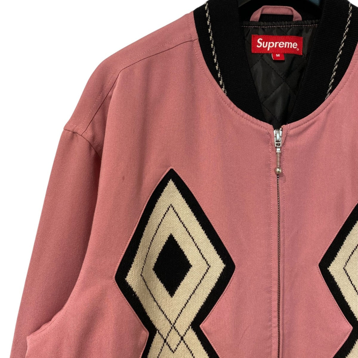 Supreme 18AWDiamond Rayon Bomber ダイヤモンドデザインZIPボンバージャケット 古着・中古-6枚目のアイテム画像