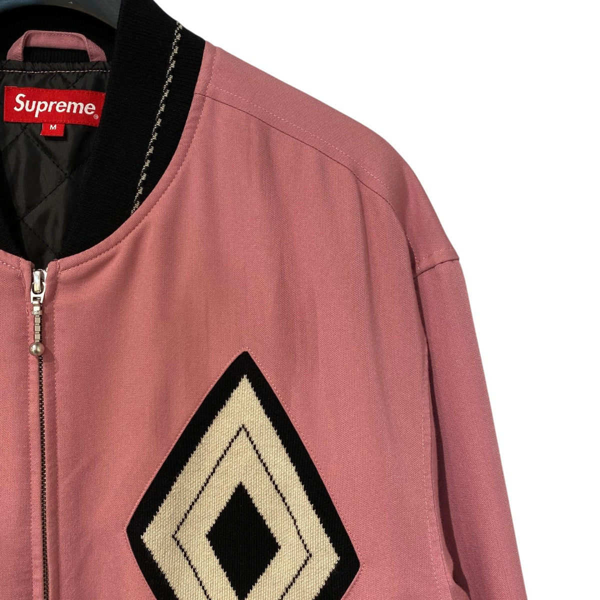 Supreme 18AWDiamond Rayon Bomber ダイヤモンドデザインZIPボンバージャケット 古着・中古-7枚目のアイテム画像