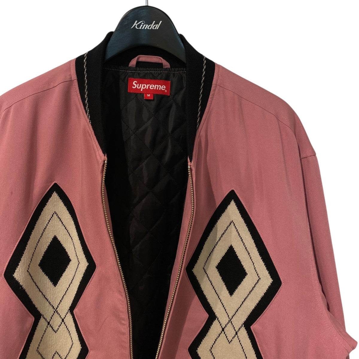 Supreme 18AWDiamond Rayon Bomber ダイヤモンドデザインZIPボンバージャケット 古着・中古-9枚目のアイテム画像