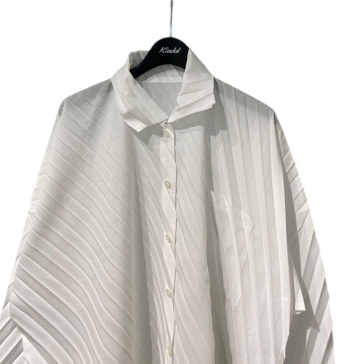 『イッセイミヤケ』　プリーツ　ロング　シャツ　M　シアー　リバーシブル　シワ加工 ISSEY MIYAKE イッセイミヤケ シワ加工 プリーツ シャツ