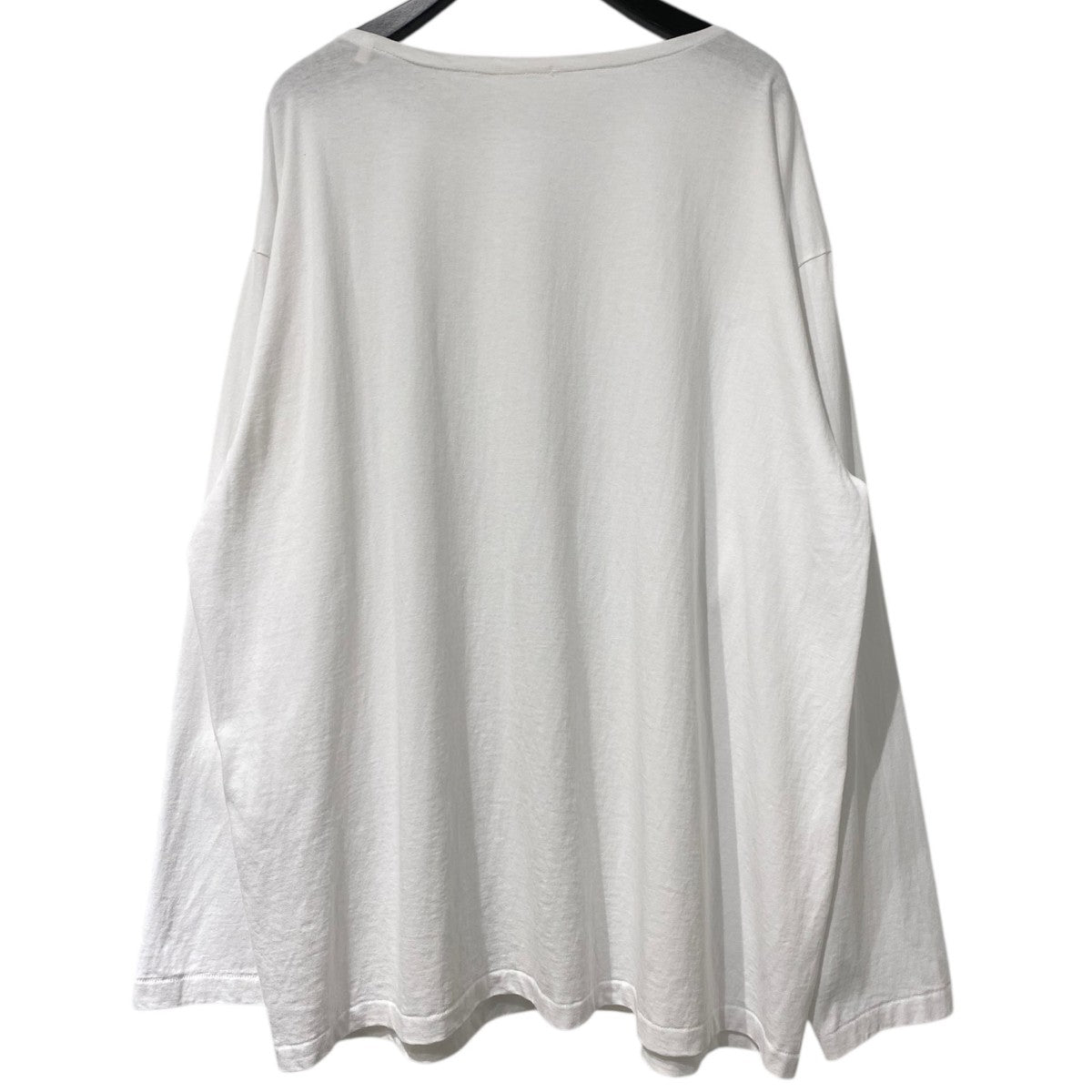 COMOLI コットン ジャージ 長袖ティーシャツ ,White – Navyblue