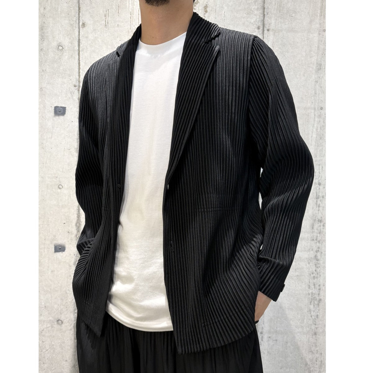 オムプリッセHOMMEPLISSÉISSEYMIYAKE黒ノーカラージャケット HOMME PLISSE ISSEY MIYAKE オムプリッセ イッセイミヤケ