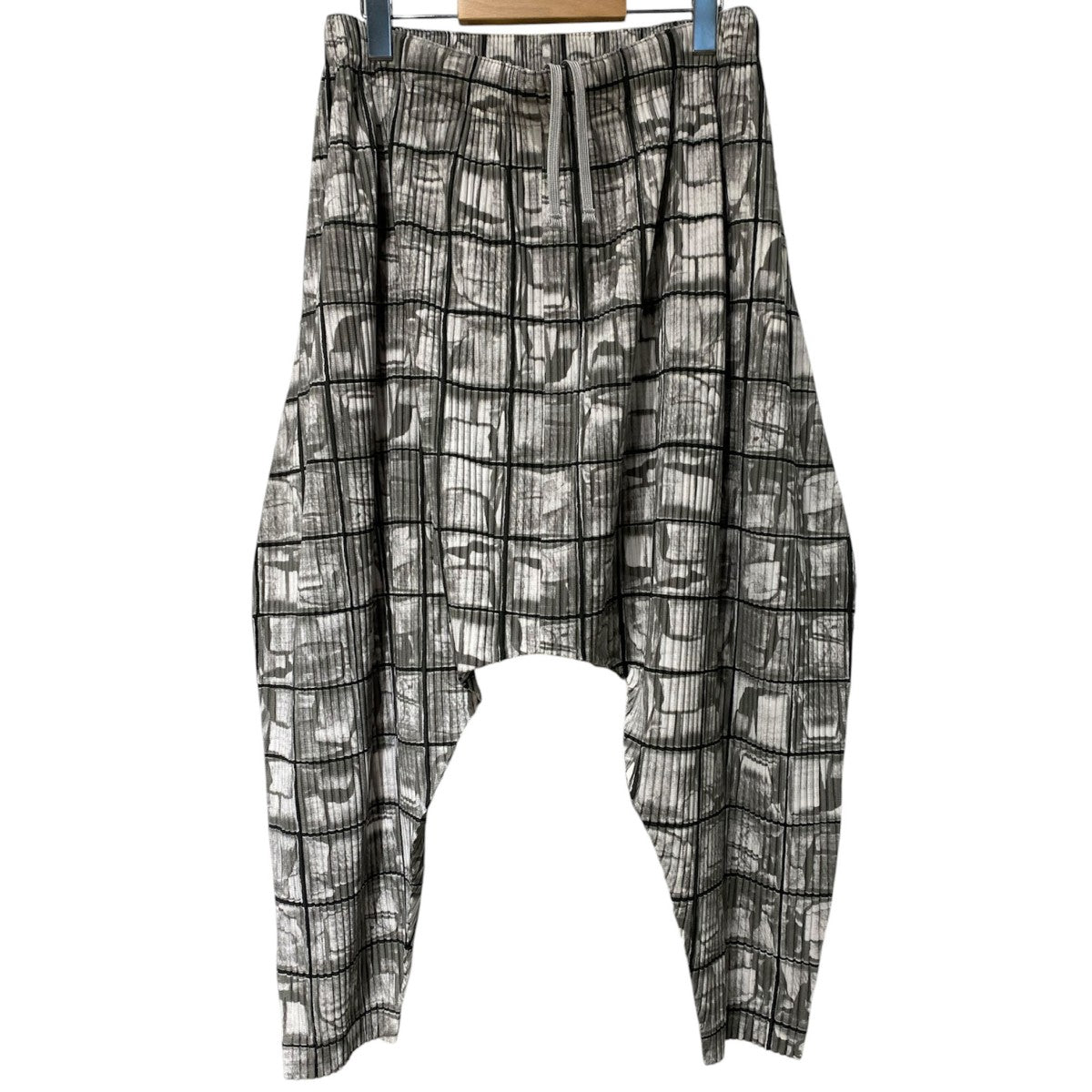 HOMME PLISSE ISSEY MIYAKE 17SS総柄／PLEATS／SAROUELプリーツサルエルイージーパンツ 古着・中古-1枚目のアイテム画像