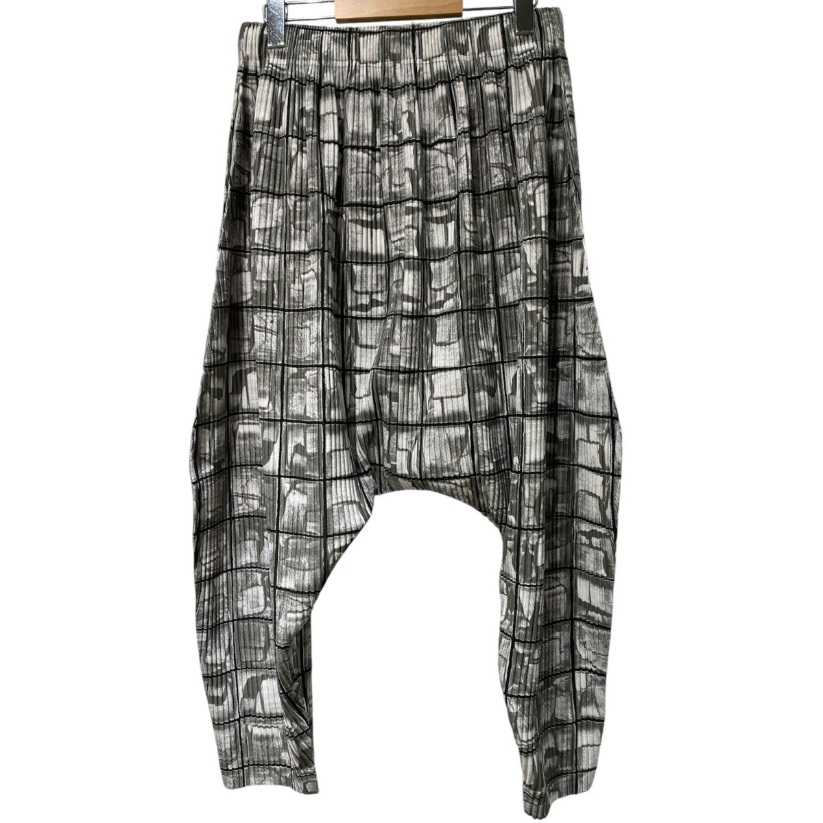 HOMME PLISSE ISSEY MIYAKE 17SS総柄／PLEATS／SAROUELプリーツサルエルイージーパンツ 古着・中古-2枚目のアイテム画像