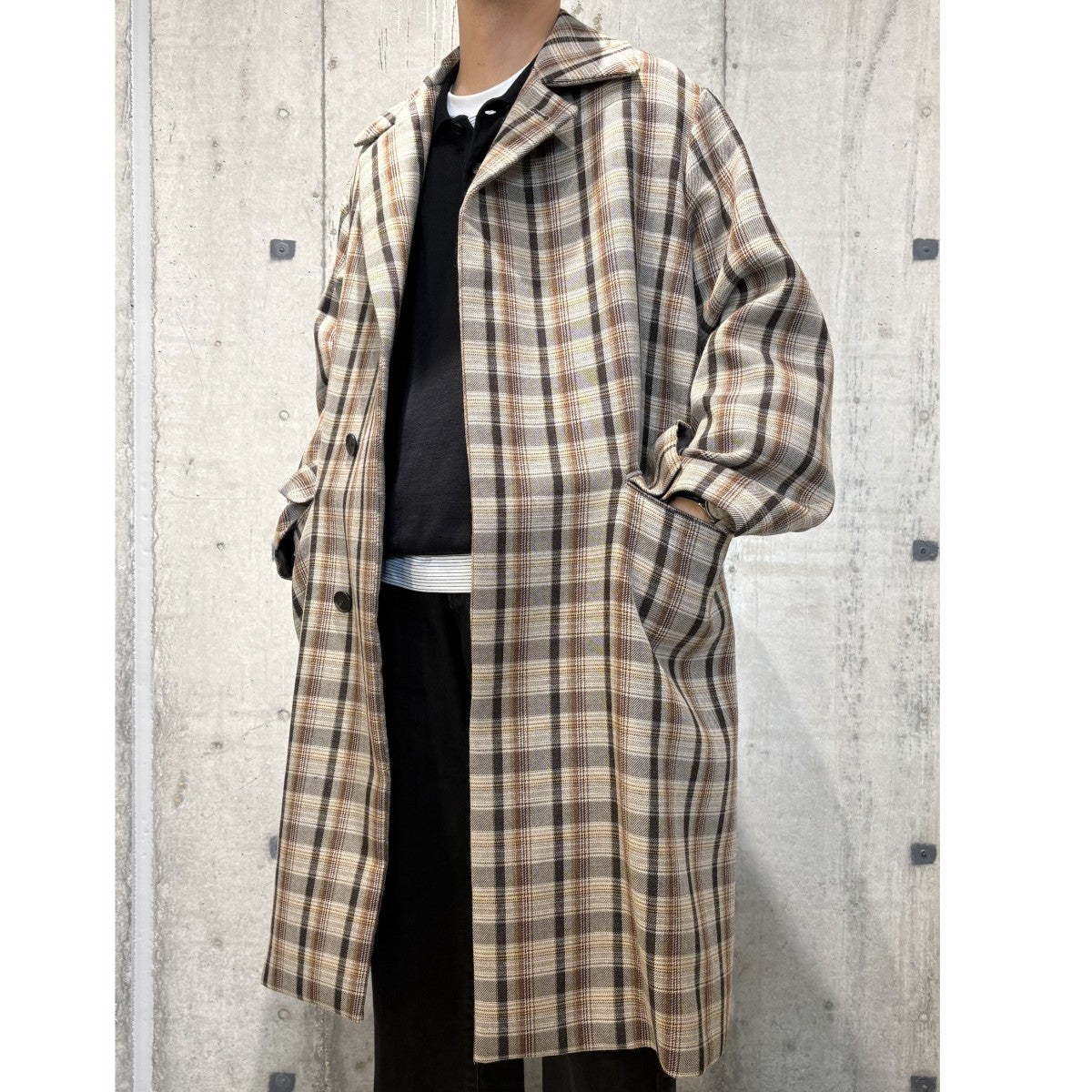 AURALEE(オーラリー) 19AWDOUBLE FACE CHECK SOUTIEN COLLAR COAT