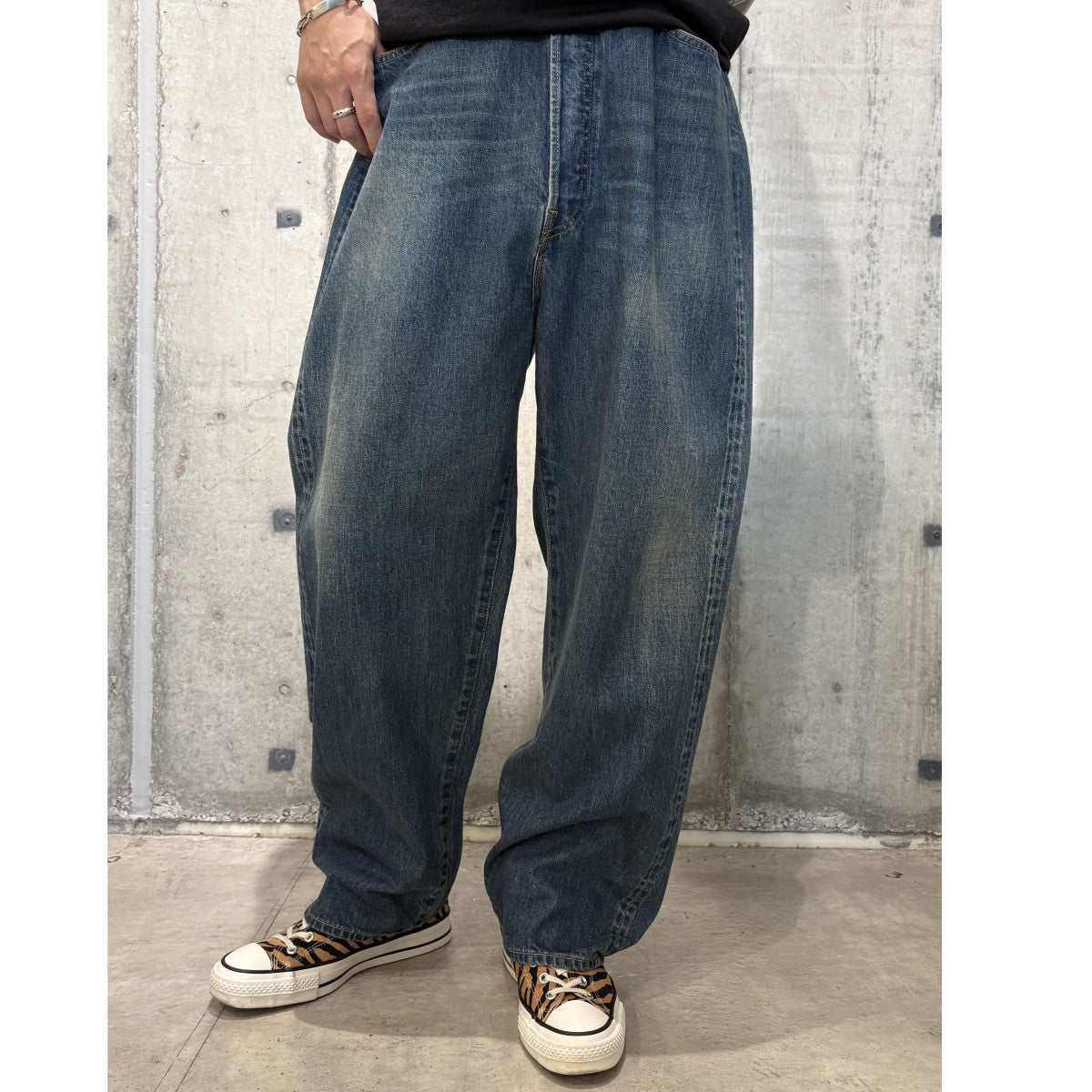A．PRESSE×everyone Baggy Denim Pants USED加工バギーワイド