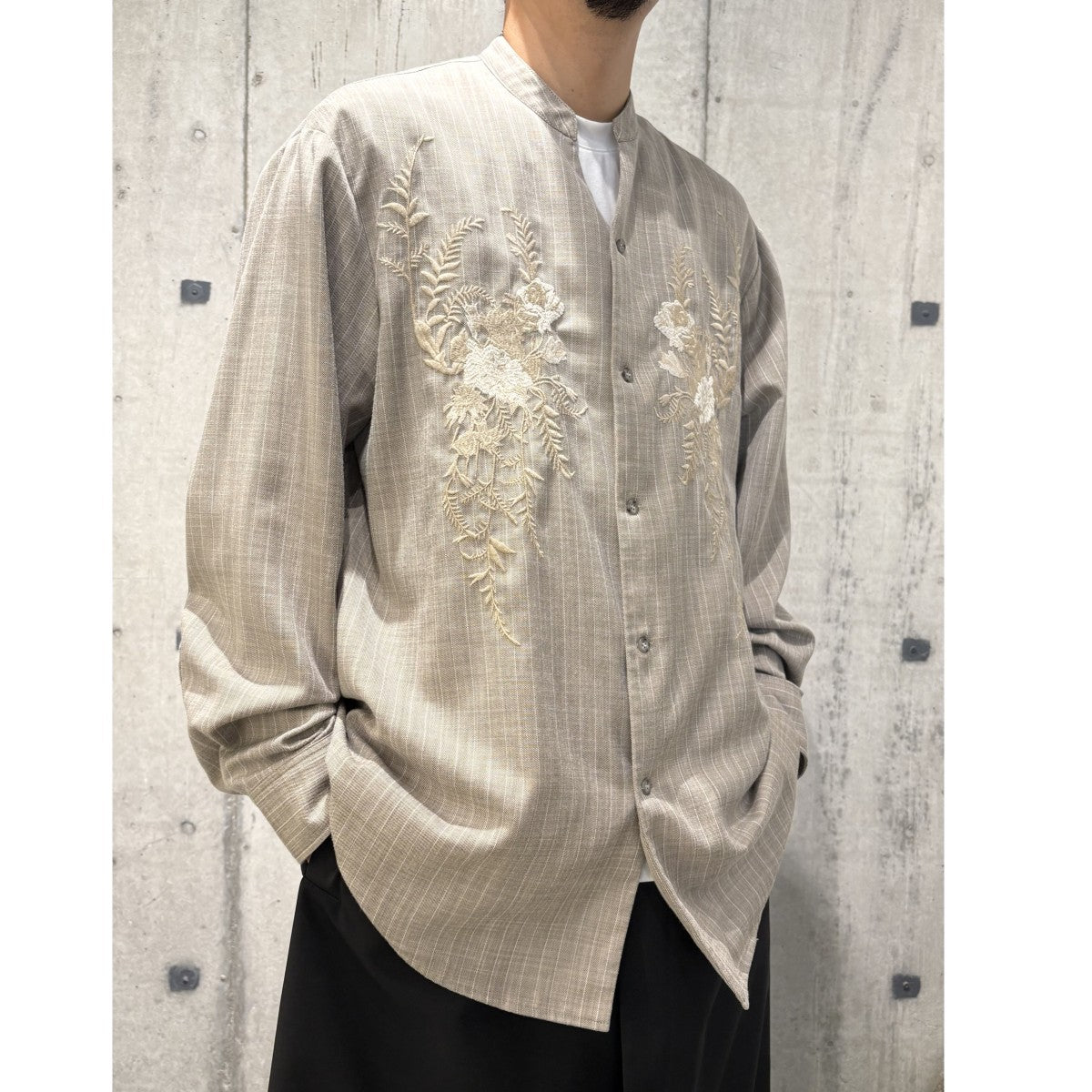 24SS glamb エデンシャツ Ｌ glamb(グラム)】Band Collar Eden Shirt バンドカラーエデン