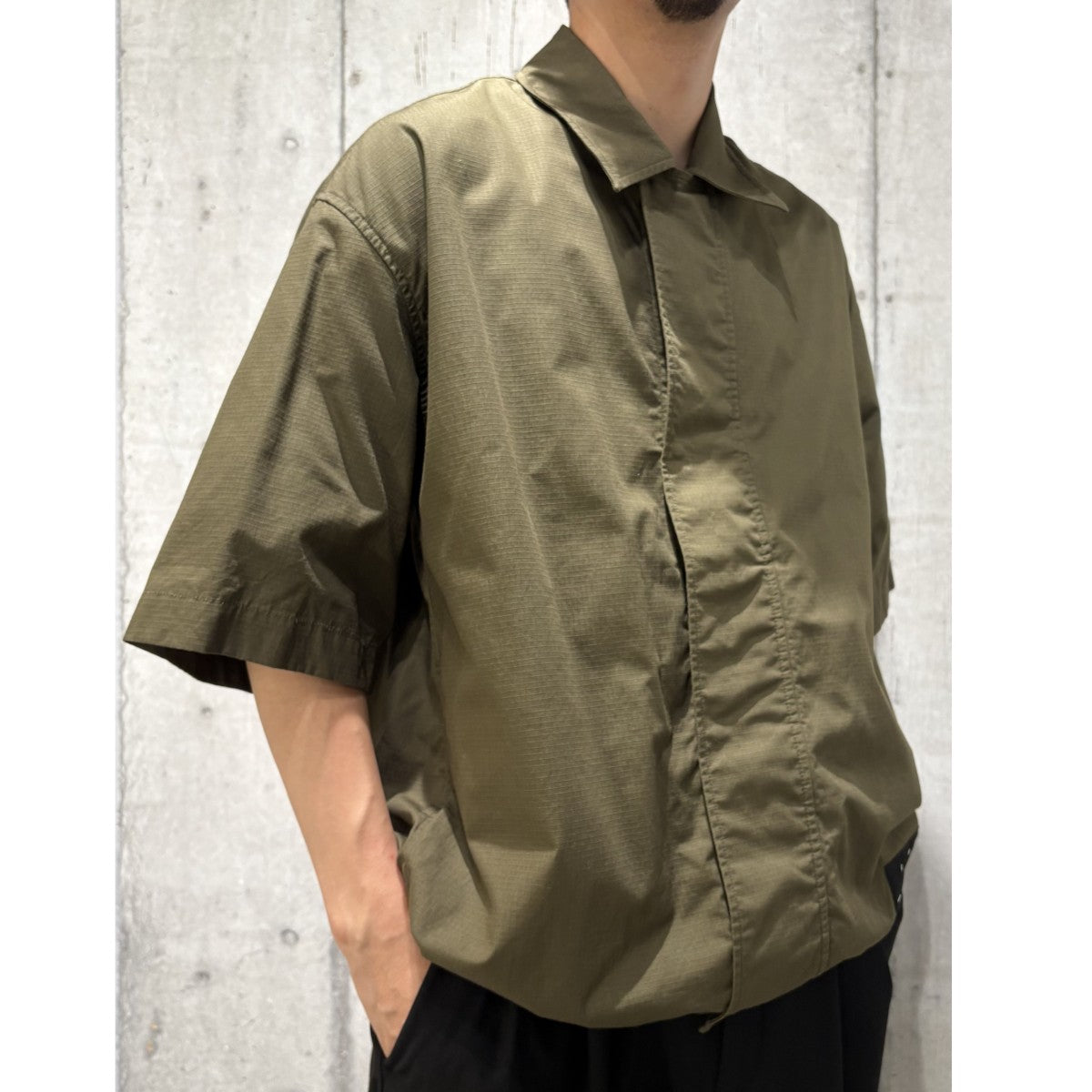 OAMC 24SSSally Short Sleeve Shirt RIPSTOPリップストップ裾ドローコードTECHテックオーバーサイズ半袖シャツジャケット 古着・中古-3枚目のアイテム画像