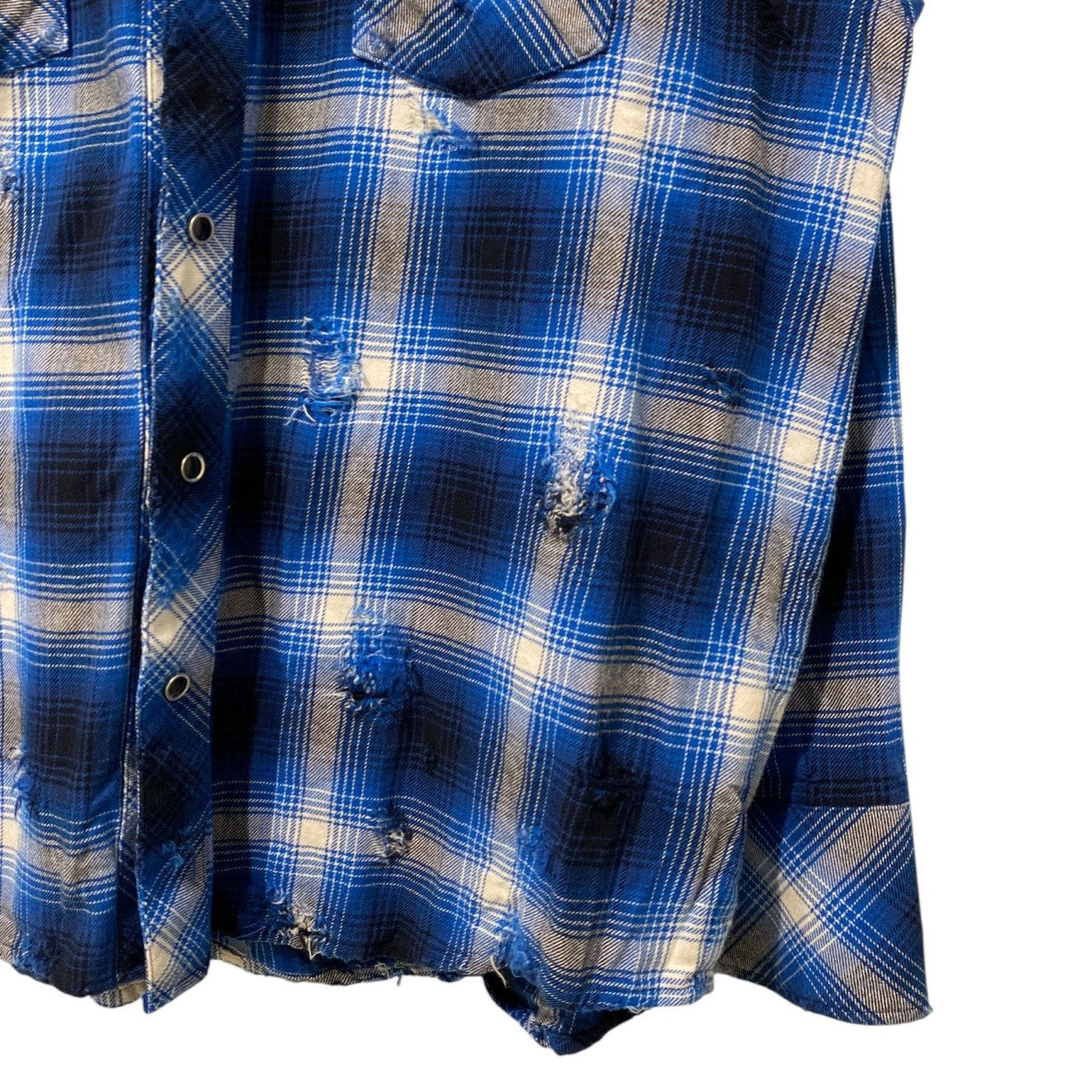 Rafu ミヤギ ヒデタカ ダメージ加工 チェック地 ウエスタンシャツ M 緑 Rafu ミヤギ ヒデタカ ダメージ加工 チェック地 ウエスタンシャツ M 緑