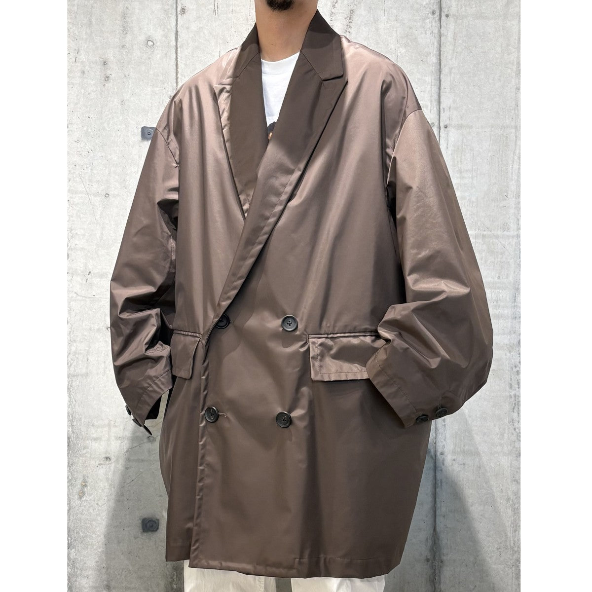 kolor 20ss ナイロンラミーチェックコート　size1 KOLOR(カラー) 20SS20SCM-C01101ビッグシルエット ナイロン