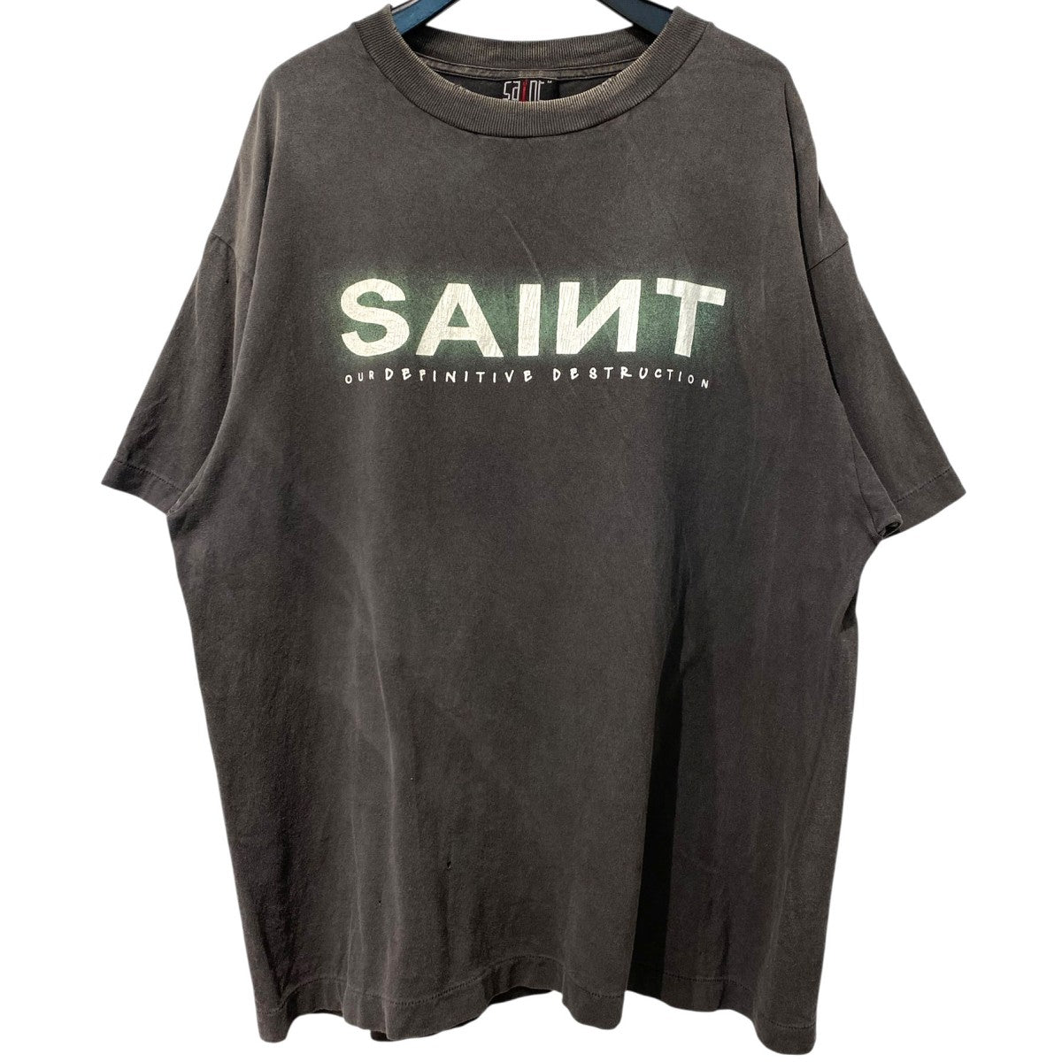 SAINT MICHAEL 24AWSAINT SS TEE USEDダメージ加工プリントTシャツ 古着・中古-1枚目のアイテム画像