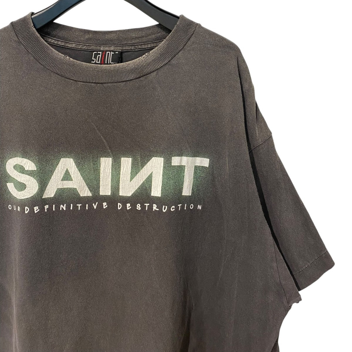 SAINT MICHAEL 24AWSAINT SS TEE USEDダメージ加工プリントTシャツ 古着・中古-4枚目のアイテム画像