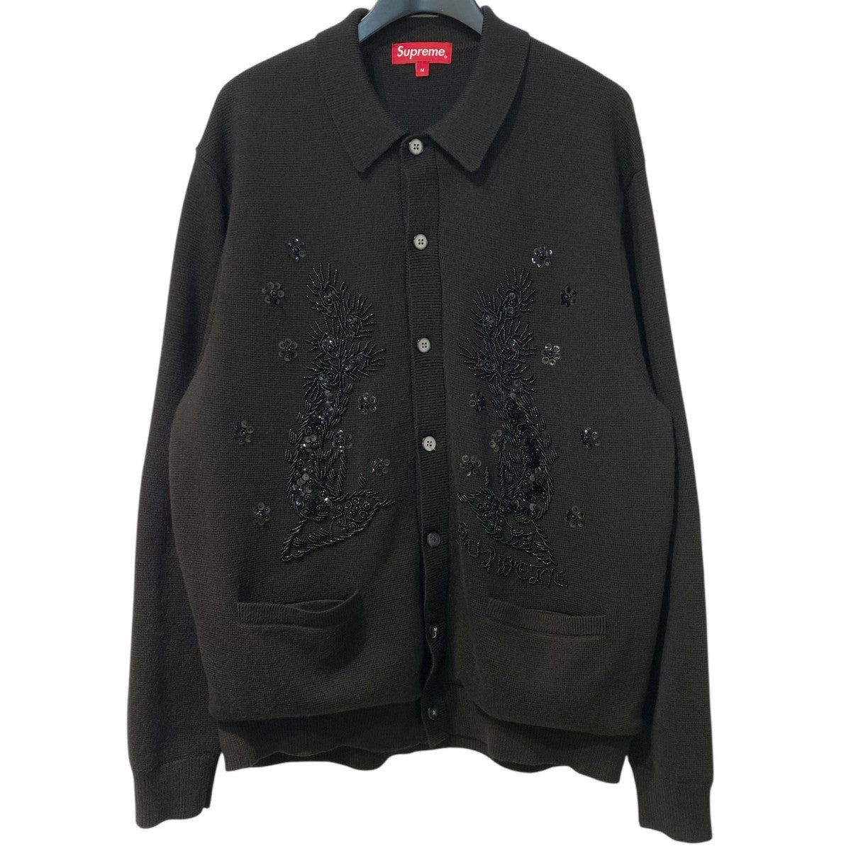 23SSBeaded Applique Cardiganビジュー装飾ニットカーディガンポロPOLO