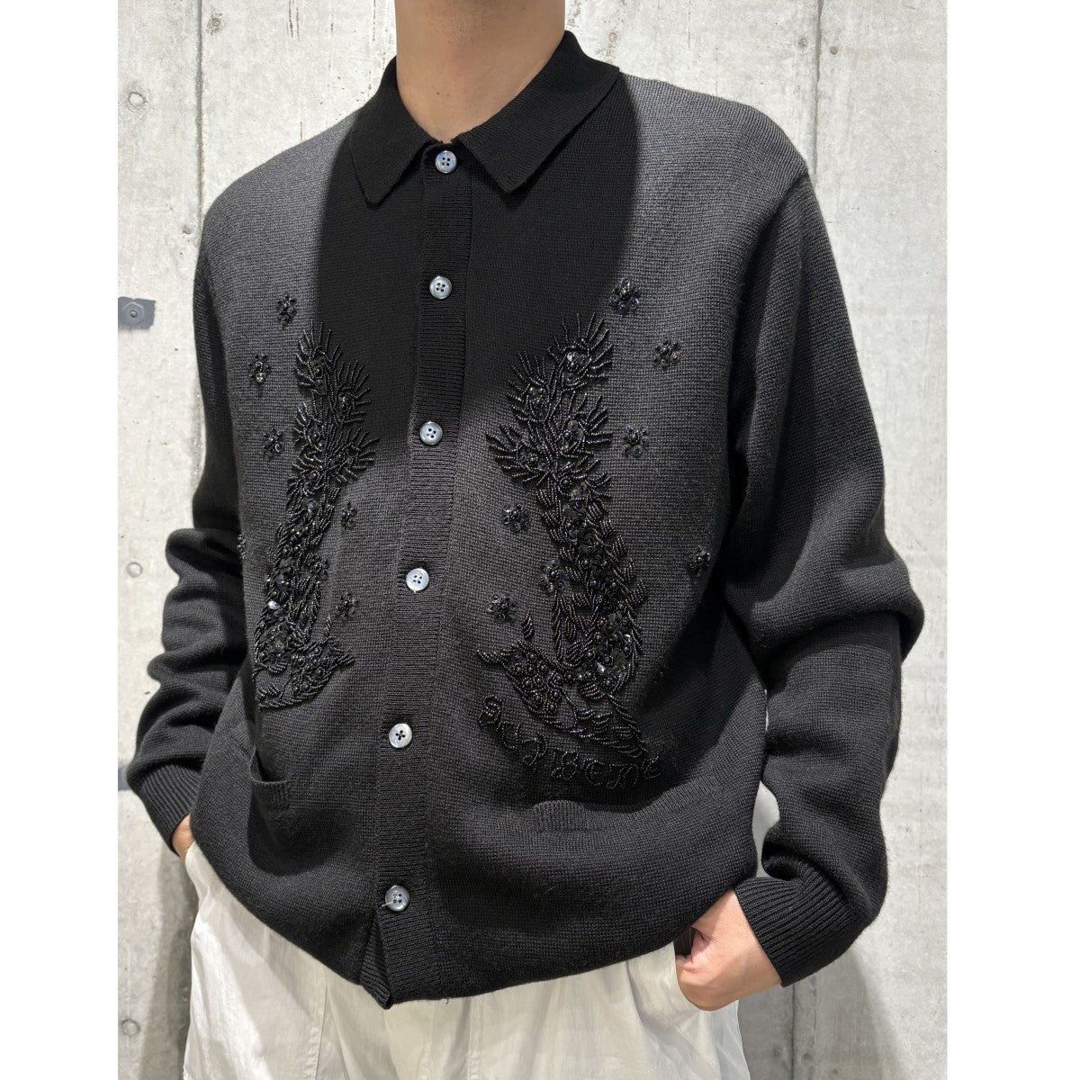 23SSBeaded Applique Cardiganビジュー装飾ニットカーディガンポロPOLO