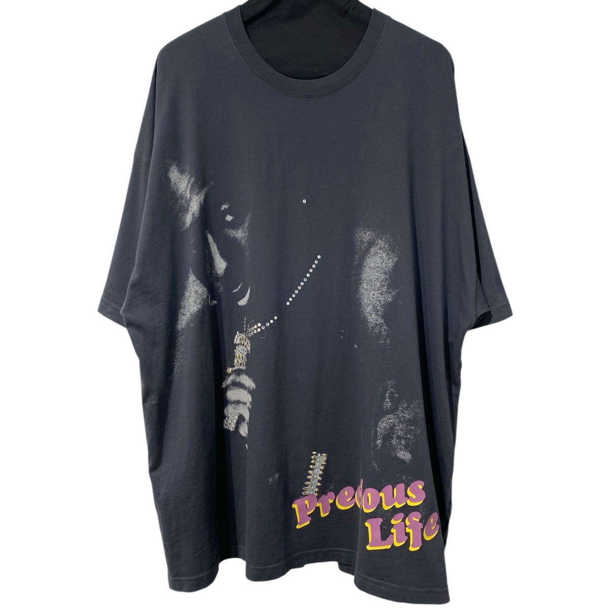 WILLY CHAVARRIA×2PAC 2pac Print Big Willy T Pigment Dye Black Power USED加工オーバーサイズフォトプリントストーンTシャツ 古着・中古-1枚目のアイテム画像