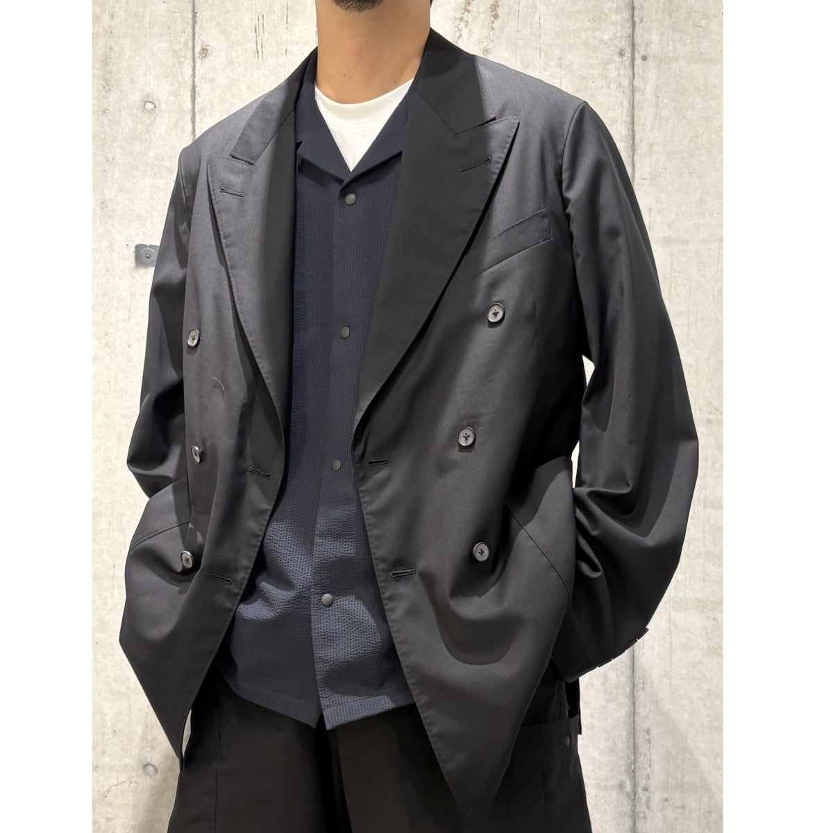 25SSEX． DOUBLE BREASTED JACKET WOOL SILKウールシルクダブルジャケット