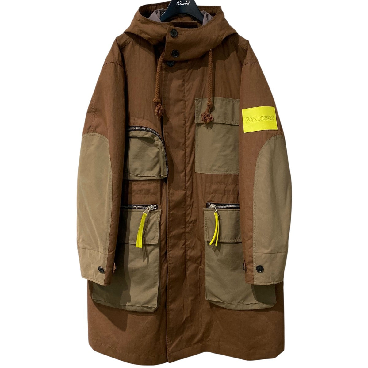 J．W．ANDERSON 22SSLong Utility Parkaロゴレザーパッチミリタリーコート 古着・中古-1枚目のアイテム画像