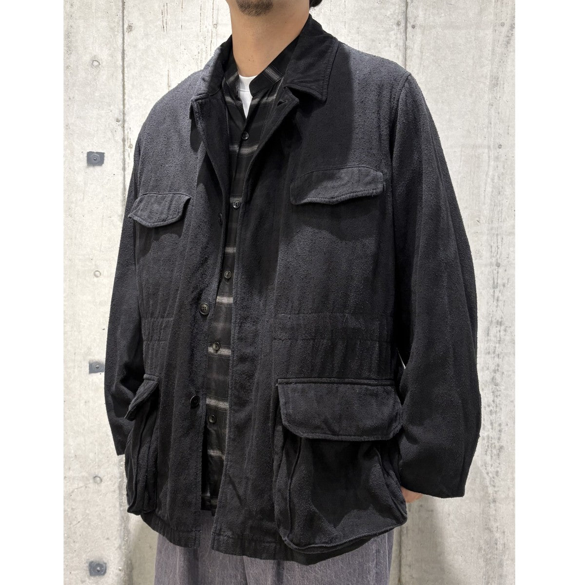 週末限定値下COMOLI 24SSシルクネップミリタリージャケット サイズ2 COMOLI(コモリ) 24SSシルクネップ ミリタリージャケット 加工