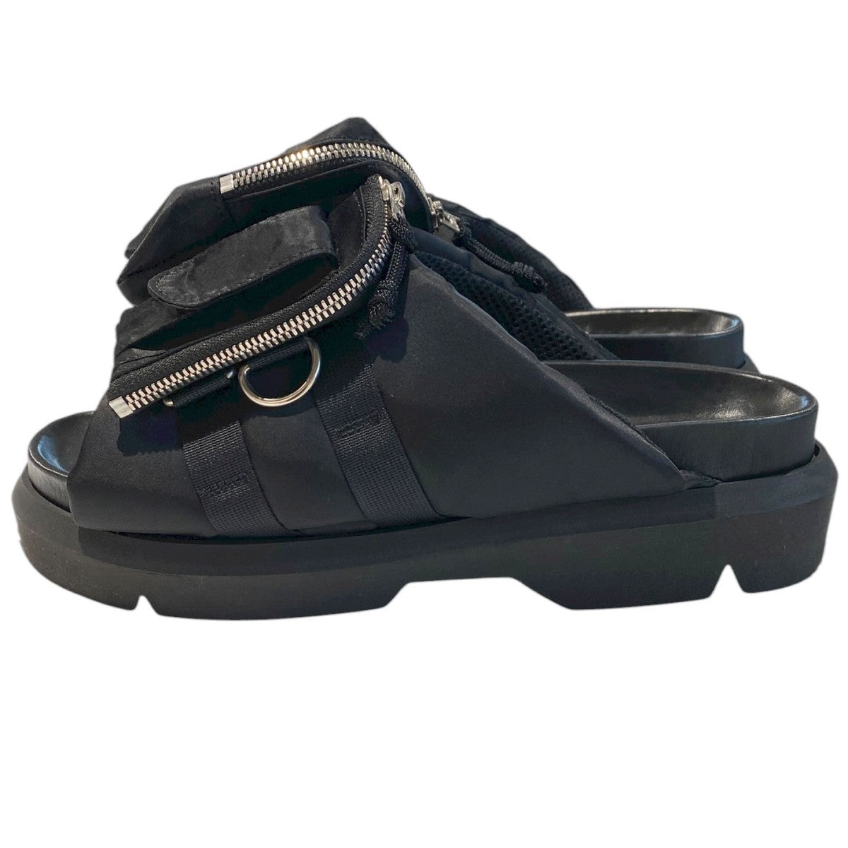 sacai(サカイ) 24SSPocket Slidesポケットレザーサンダル靴 ブラック