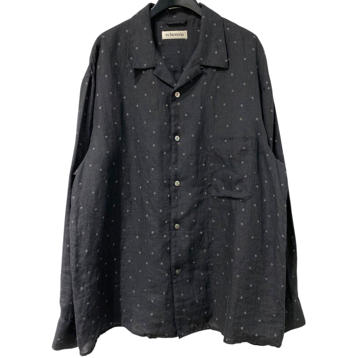 echeveria(エケベリア) Linen dot open collar shirtsリネンドット