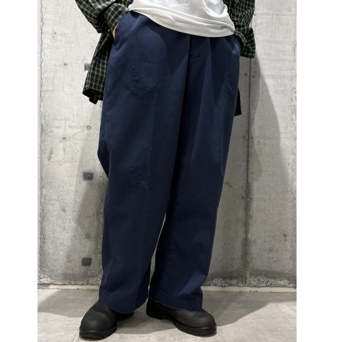 ANCELLM×WISM 24AWWIDE CHINO PANTS USEDダメージ加工ワイドチノパンツ