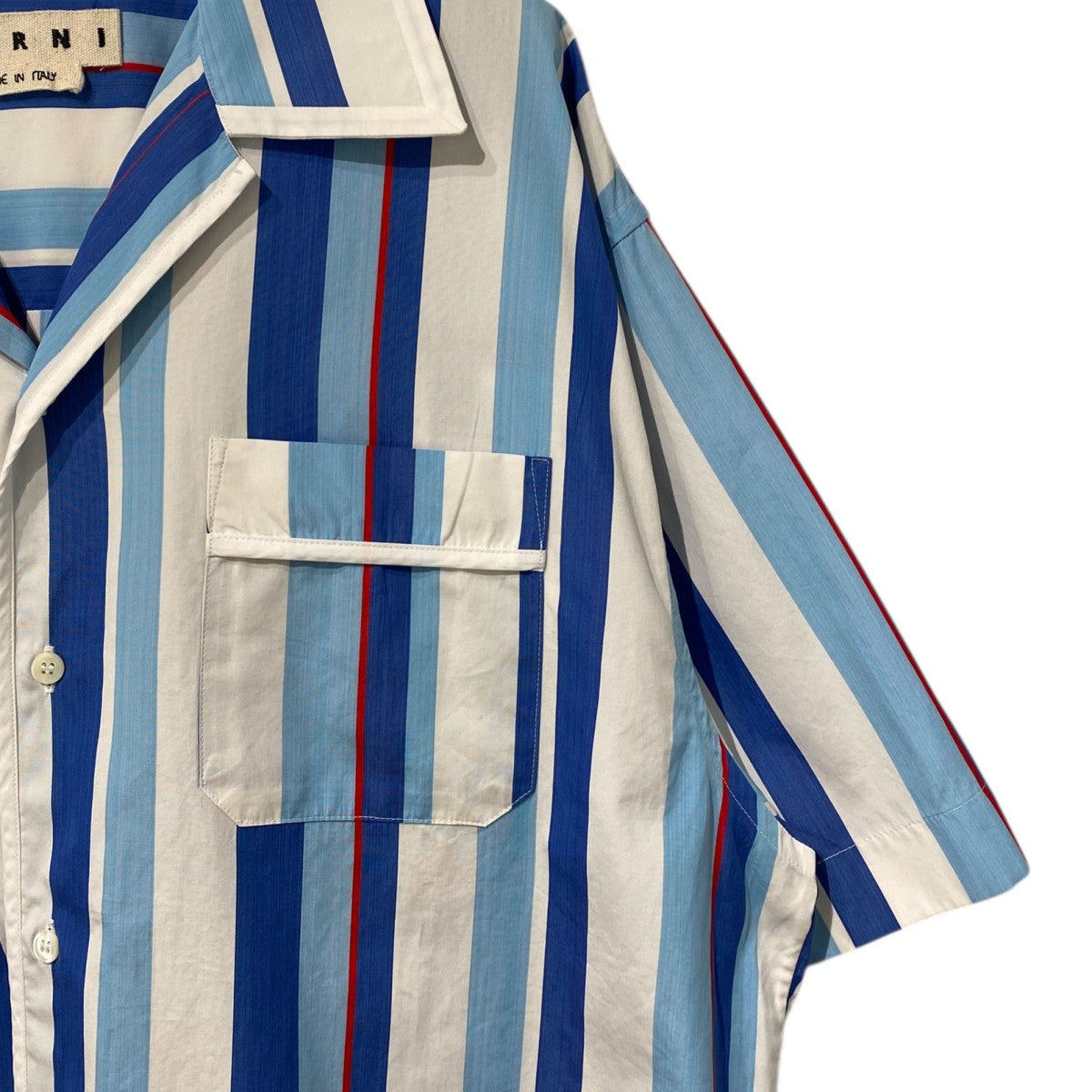 MARNI Stripe Open Collar Oversized Shirtストライプオープンカラーオーバーサイズ半袖シャツ 古着・中古-4枚目のアイテム画像
