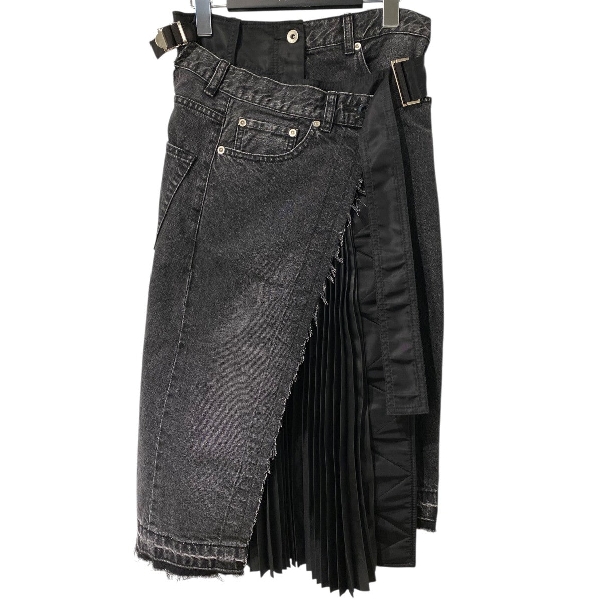 sacai 19AWDocking Wrap Pleated Denim Skirtドッキングラッププリーツデニムスカート19-04576 古着・中古-1枚目のアイテム画像