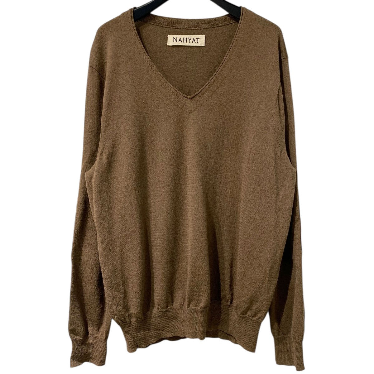 24SS別注 V NECK SWEATERエルボーパッチVネックウールニット