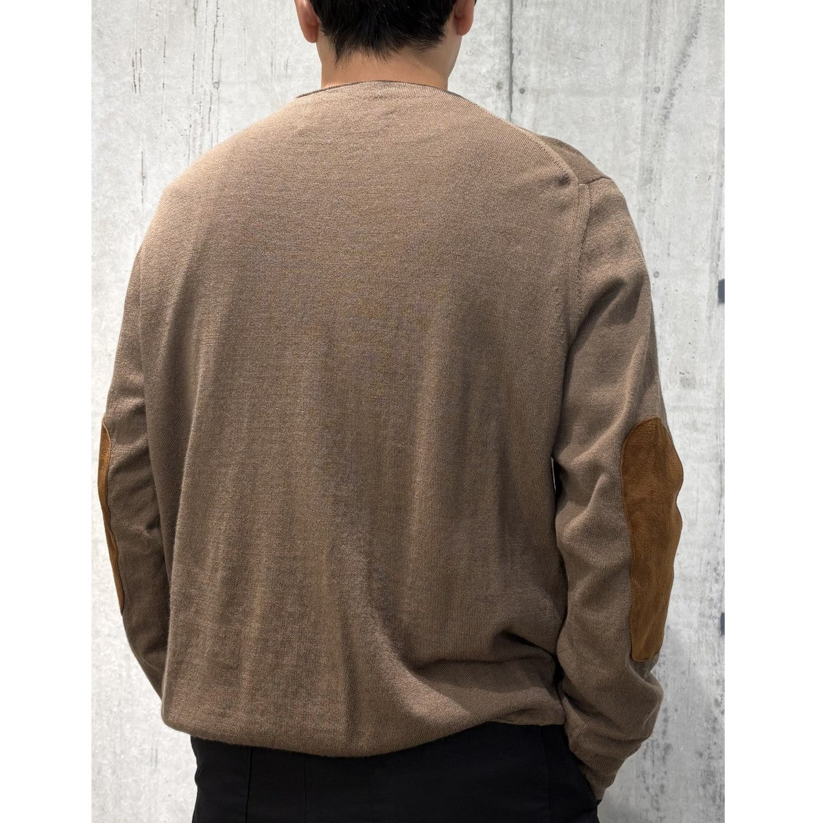 24SS別注 V NECK SWEATERエルボーパッチVネックウールニット