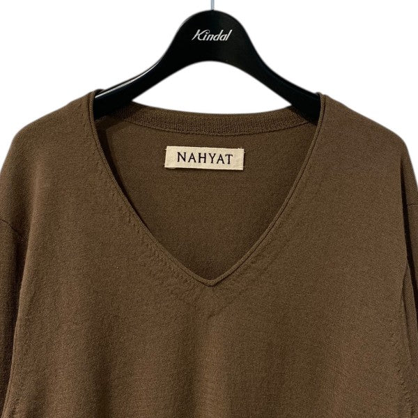 24SS別注 V NECK SWEATERエルボーパッチVネックウールニット