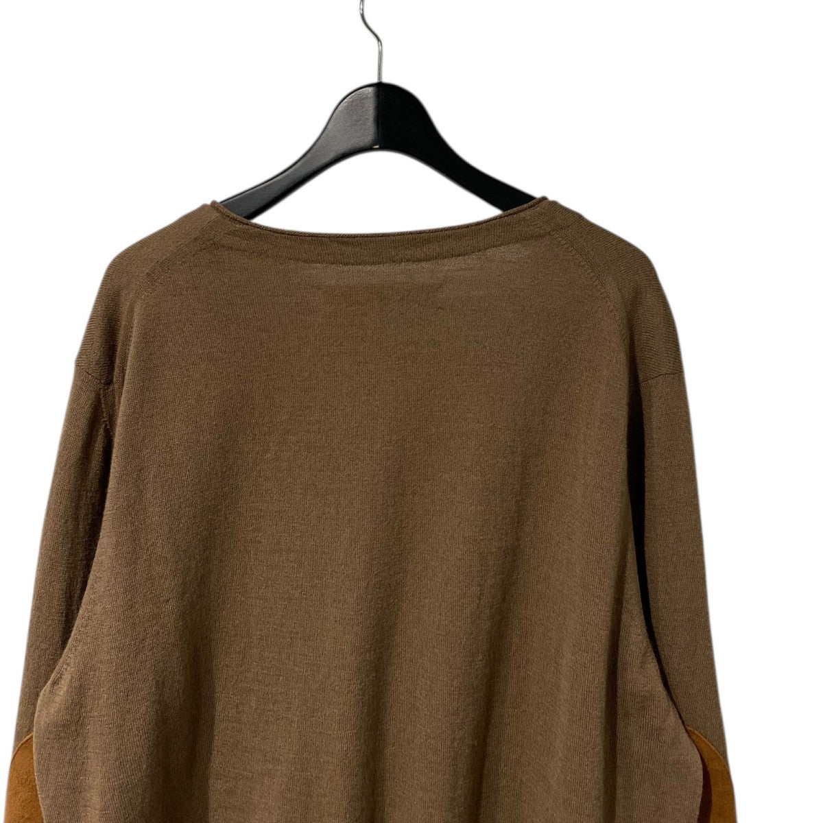 24SS別注 V NECK SWEATERエルボーパッチVネックウールニット
