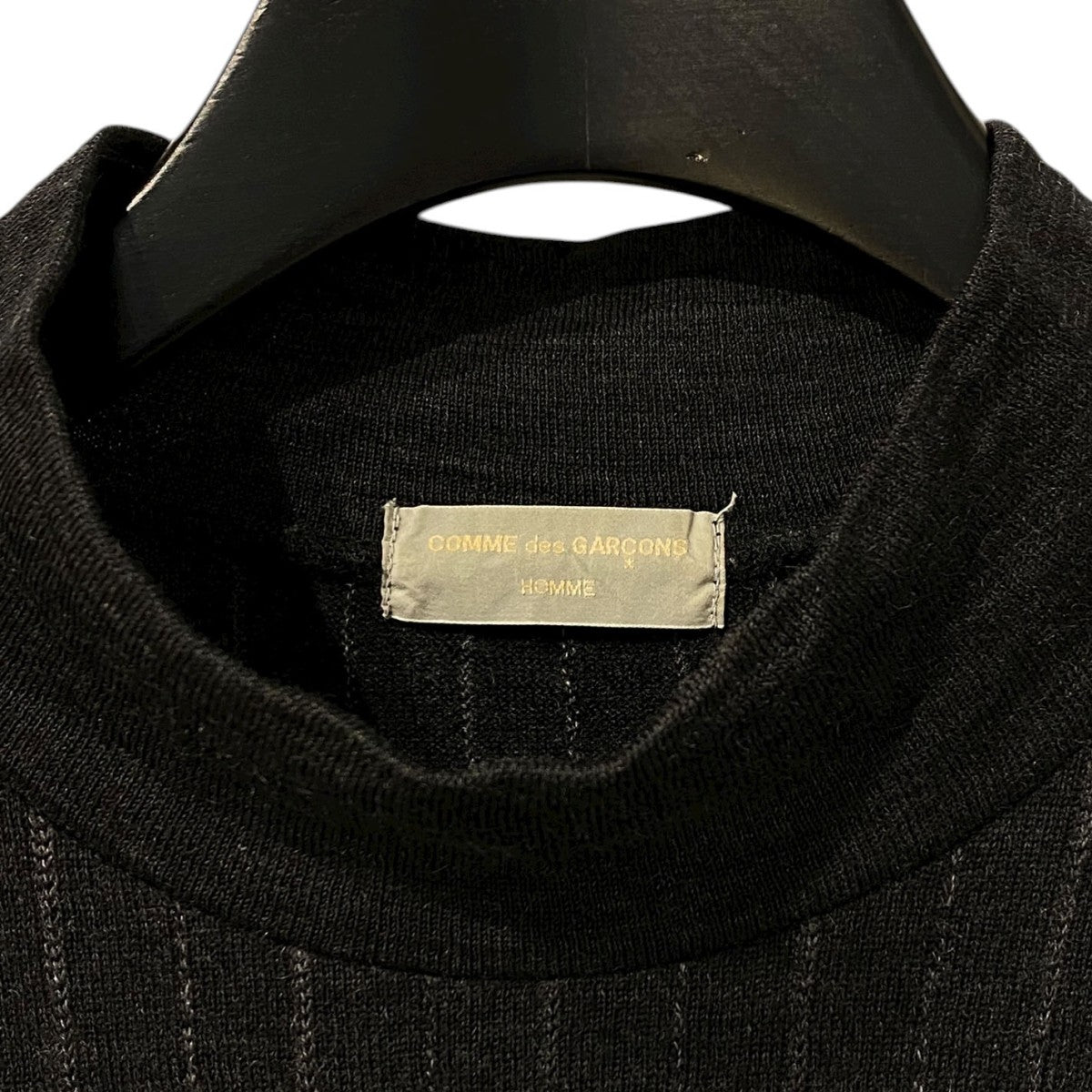 90'sAD1992田中オムストライプモックネックウールニット